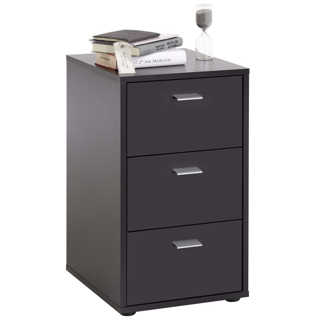 FMD Mobel Szafka nocna z 3 szufladami, czarna 642-001E
