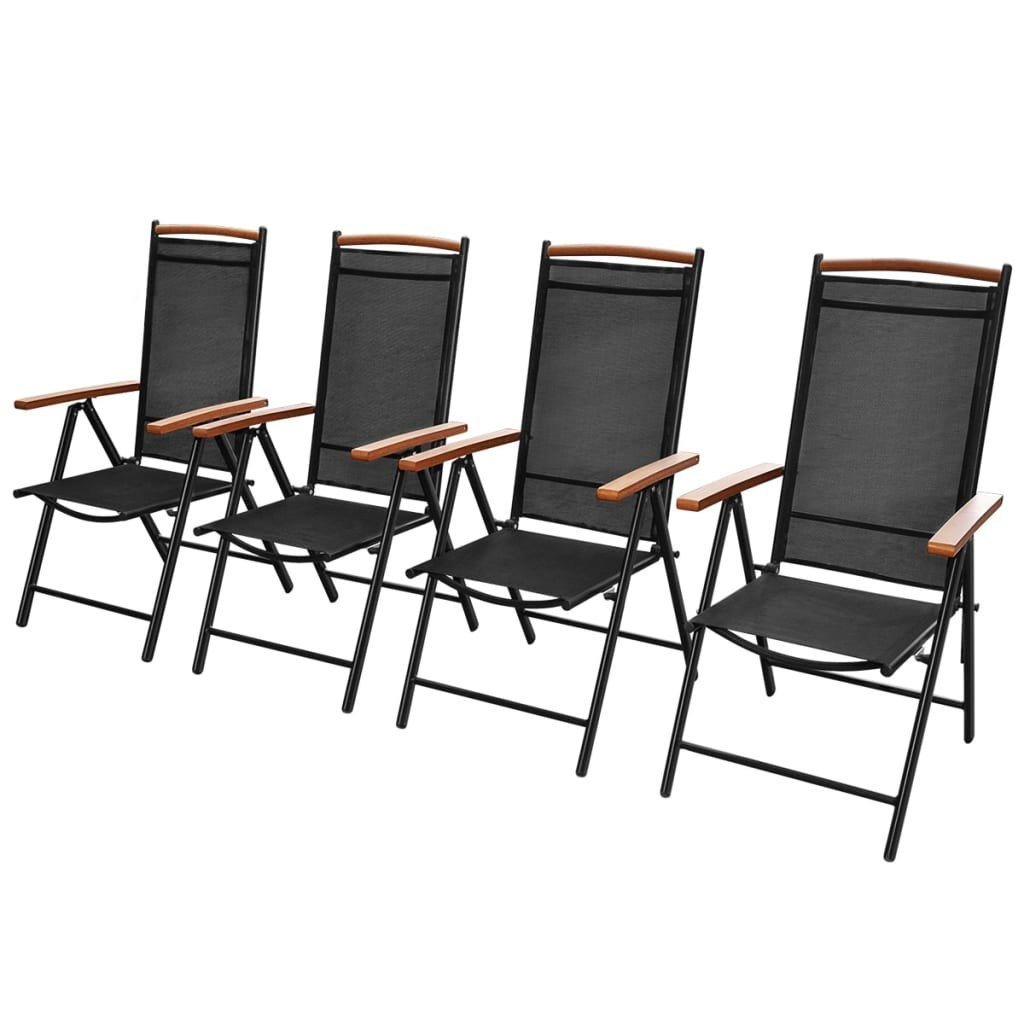 vidaXL vidaXL Składane krzesła ogrodowe 4 szt, aluminium, czarne 58x65x109 cm