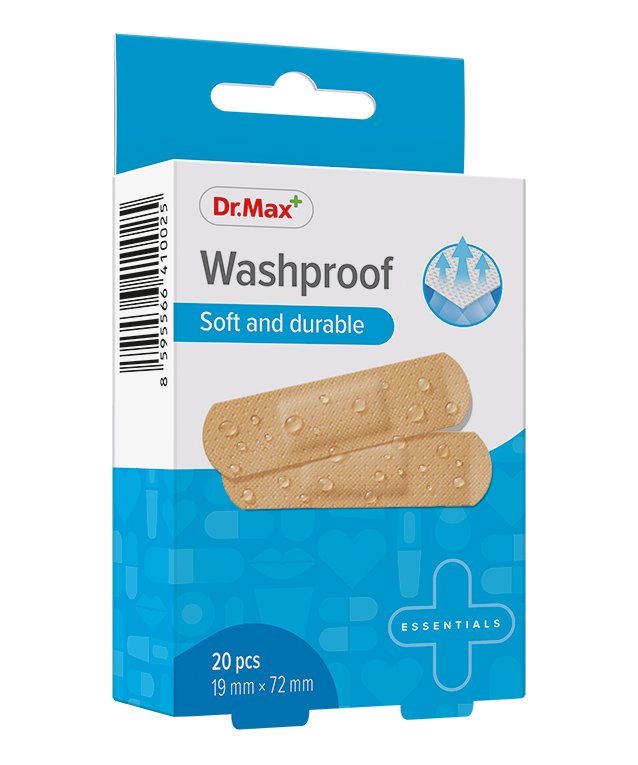 Durable Plastry Washproof Soft and Dr.Max, plastry opatrunkowe 19 mm x 72 mm, 20 sztuk  9096494