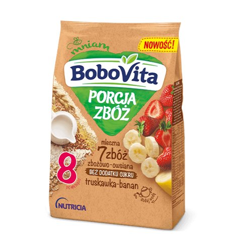 Bobovita Porcja Zbóż Kaszka mleczna 7 zbóż truskawka banan 210 g 5900852041112