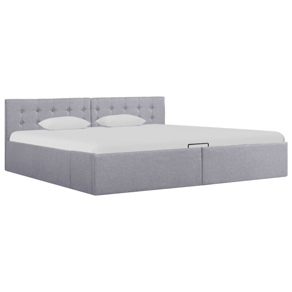 vidaXL Rama łóżka z podnośnikiem, jasnoszara, tkanina, 180 x 200 cm