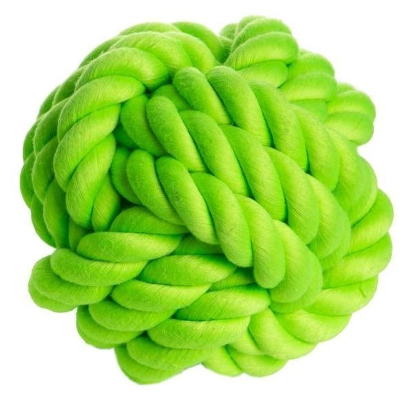 Zabawka dla Psa Piłka ze sznura 10cm zielona