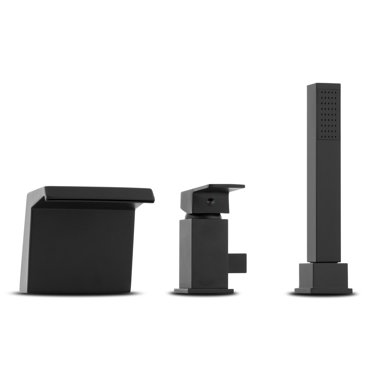 Bateria wannowa 3-otworowa z prysznicem YOKA Trio-BLK, czarna