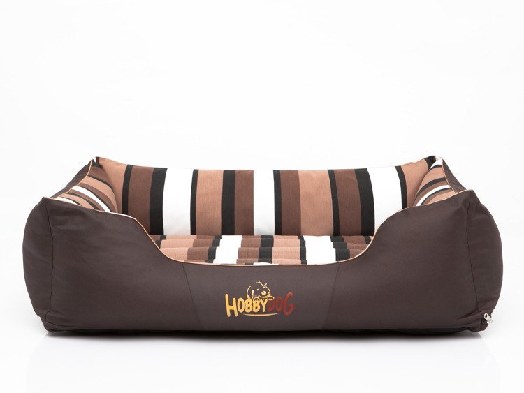 Legowisko HOBBYDOG Comfort L, brązowe z pasami, 65x50 cm