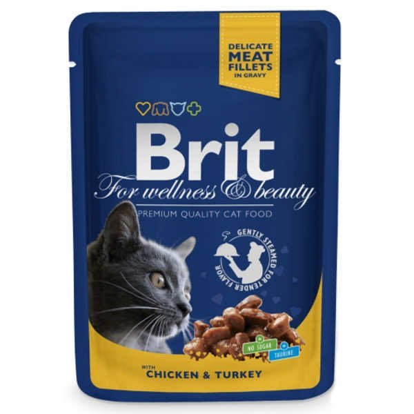 Brit Premium Cat Adult Kurczak + Indyk Saszetka 100G