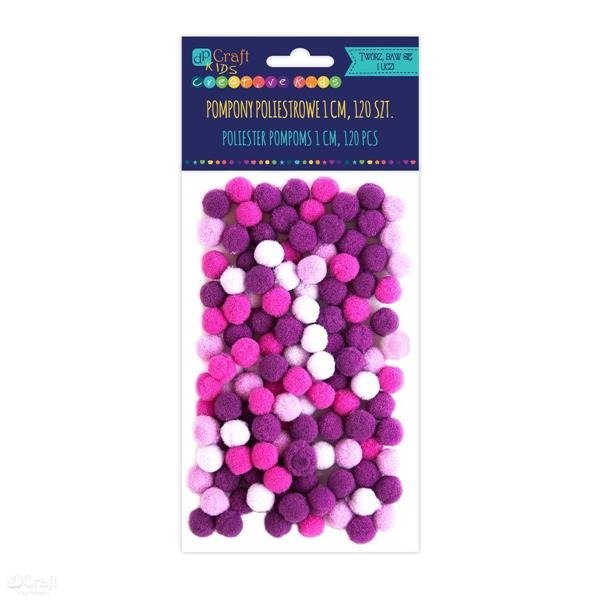 DP Craft Pompony poliestrowe 1 cm fioletowe KSPO-028