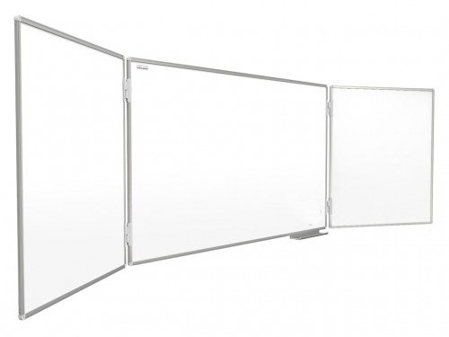 Tablica szkolna, suchościeralno-magnetyczna typu tryptyk, biała, 100x200-400 cm