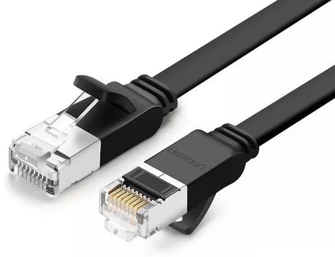 UGREEN Płaski kabel sieciowy z metalowymi wtyczkami, Ethernet RJ45, Cat.6, UTP, 3m (czarny)