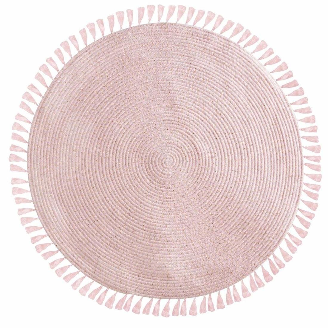 Atmosphera Okrągły dywan dekoracyjny Lurex 90 cm z frędzlami kolor różowy B079TSH6Q8