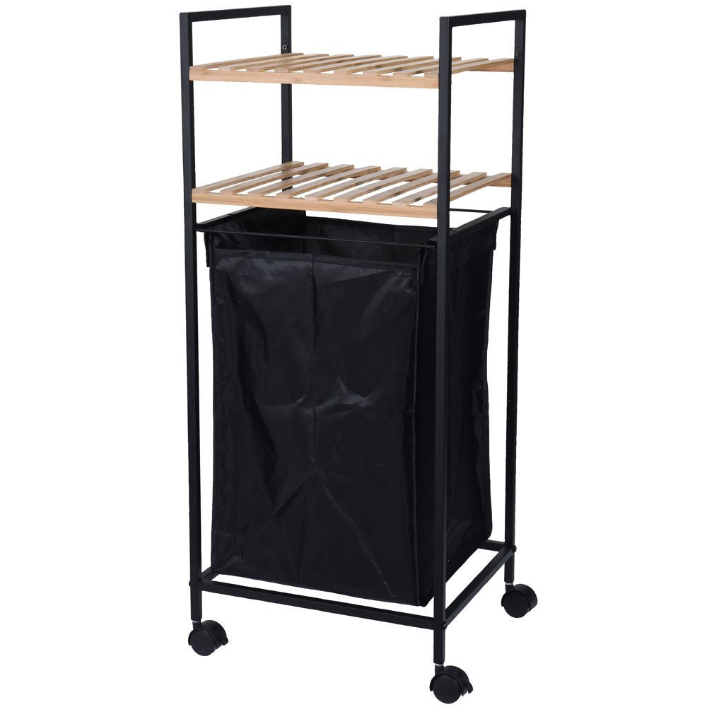 Bathroom Solution Kosz na pranie mobilny wózek łazienkowy z 2 półkami regał do łazienki 2w1 784500070
