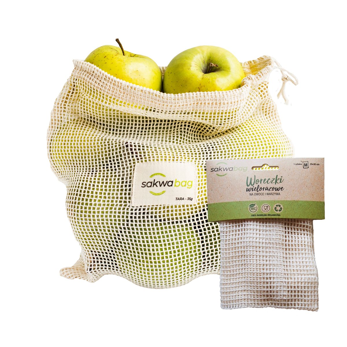 Sakwabag Bawełniany Wielorazowy Woreczek na Zakupy, Średni, Sakwabag, 35 g