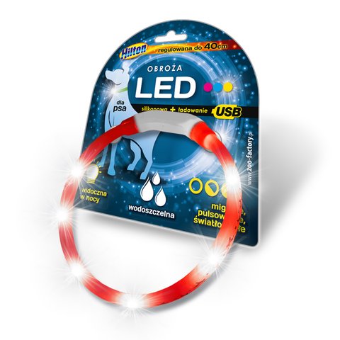 dr Seidla silikonowa Led z Usb 1,4x0,8x40cm czerwona