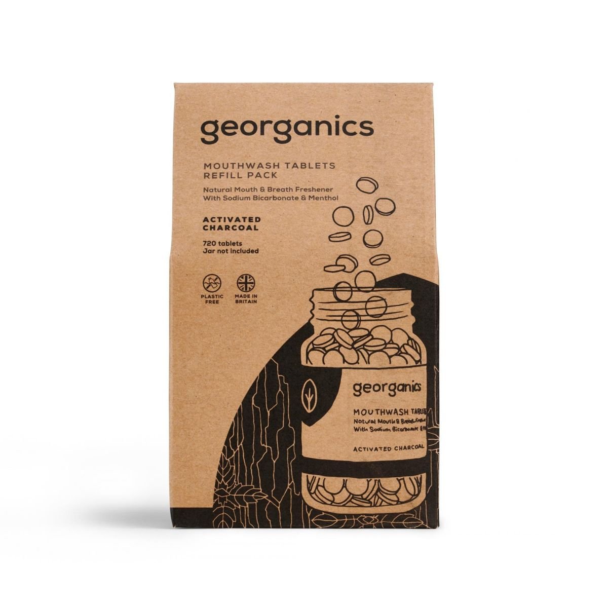 GEORGANICS Georganics, Naturalne tabletki do płukania jamy ustnej, Activated Charcoal, 720 tabletek