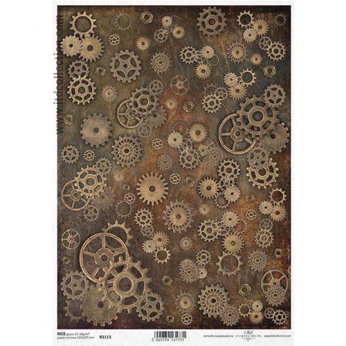 Papier ryżowy ITD A4 R1113 koła zębate steampunk