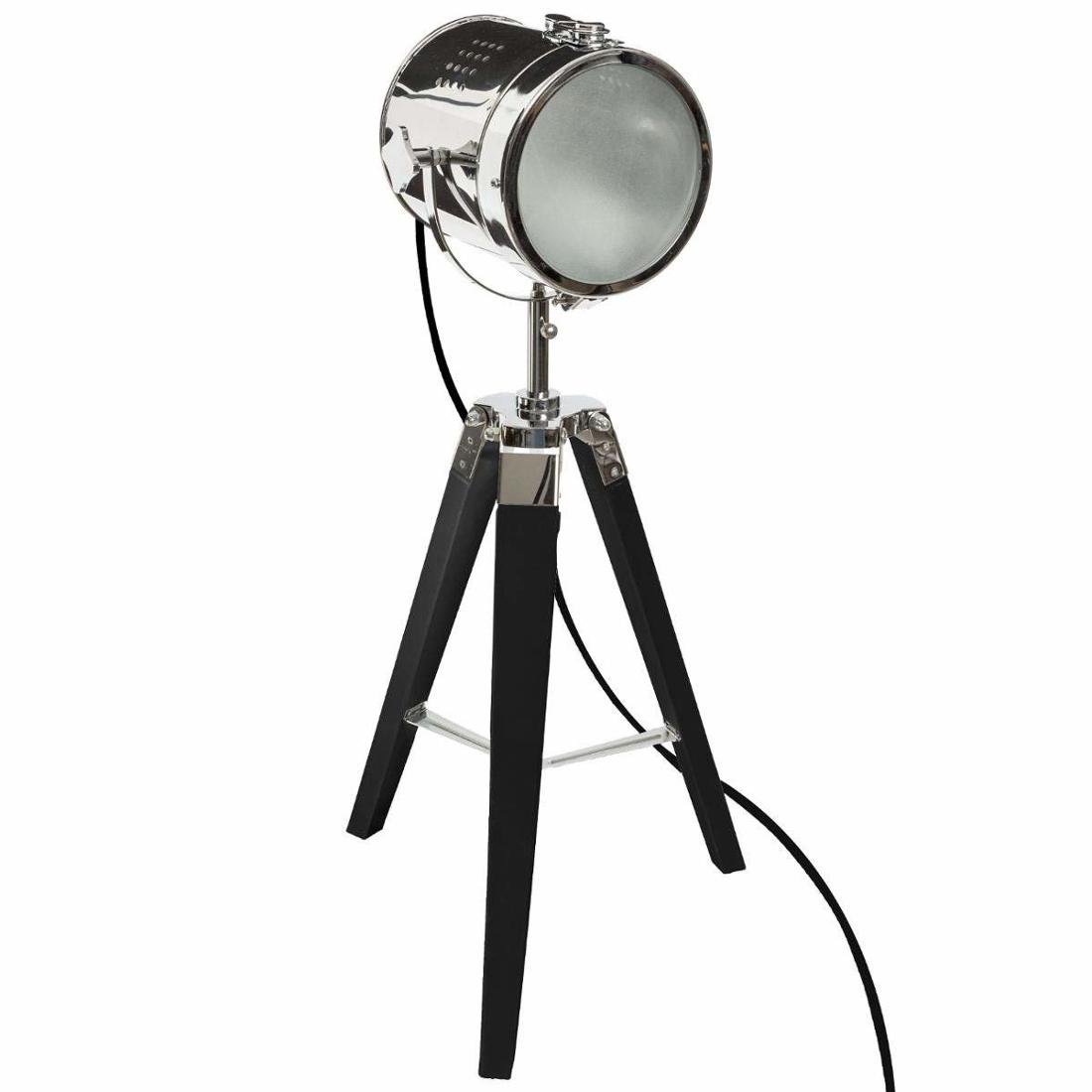 Atmosphera Lampa dekoracyjna typu reflektor kolor czarny drewniane nóżki chromowane wykończenie EBOR LAMP H68 B07MY8PZ8M
