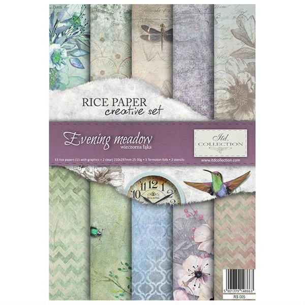 Papier ryżowy zestaw kreatywny ITD A4 RS005 Evening meadow