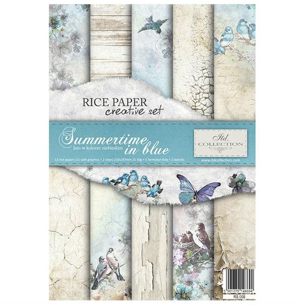 Papier ryżowy zestaw kreatywny ITD A4 RS008 Summertime in blue