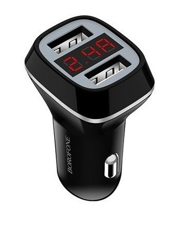 BOROFONE Borofone ładowarka samochodowa 2xUSB z wyświetlaczem LCD czarny BFO-BZ3-B