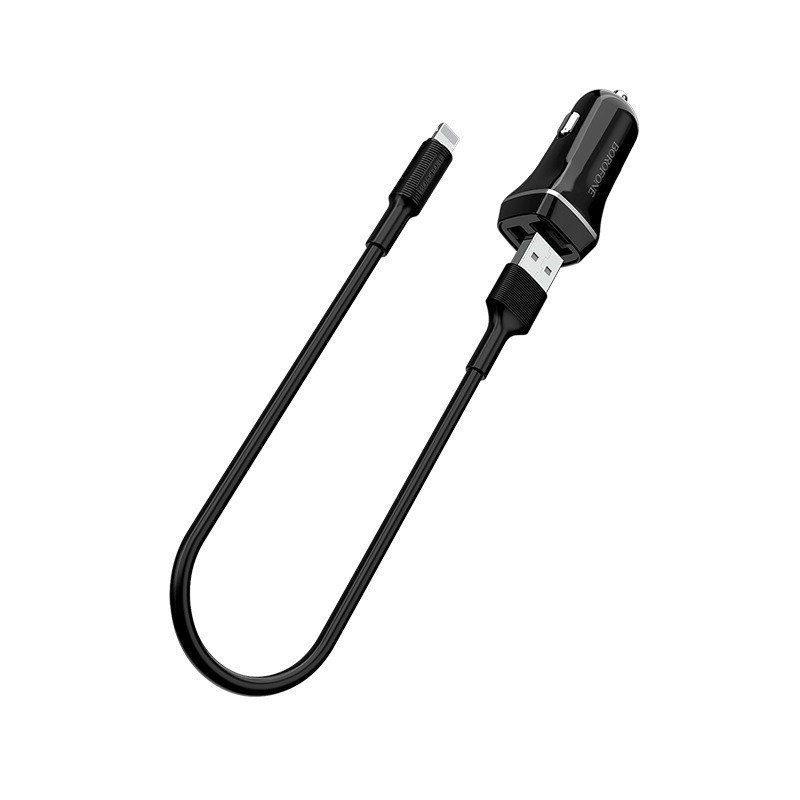 Borofone Borofone ładowarka samochodowa 2x USB kabel Lightning w zestawie czarny 10_16128