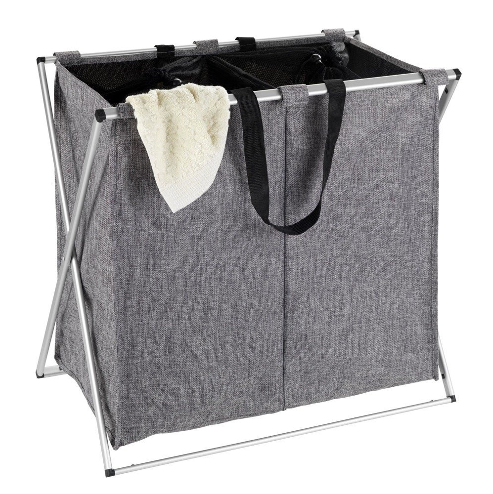 Wenko torba na pranie Duo melanżowy kosz na pranie pojemność 120 L, poliester, szary, 38 x 59 x 57 cm 62151100