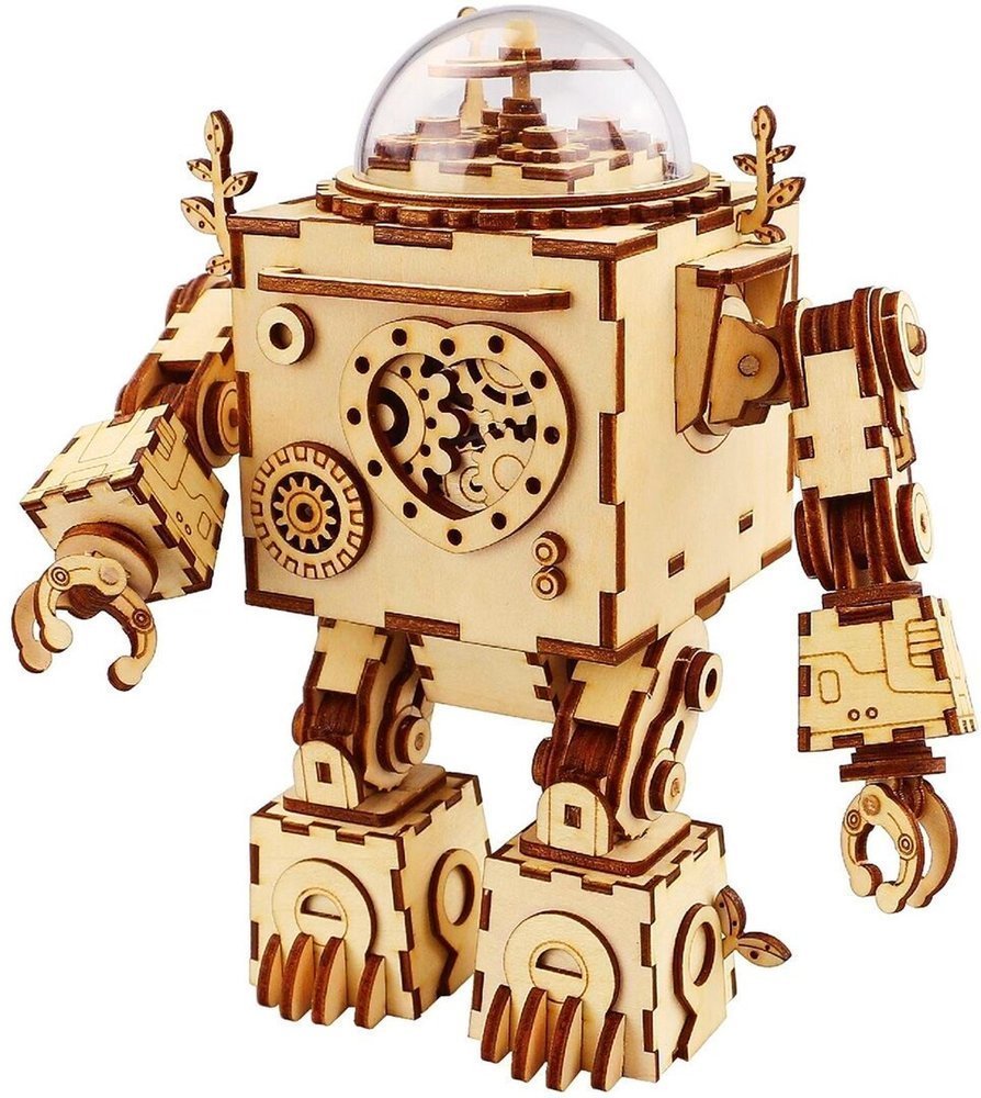 Robotime Technology (Suzhou) CO.,LTD. Drewniany Model Pozytywka Steampunk Robot AM601