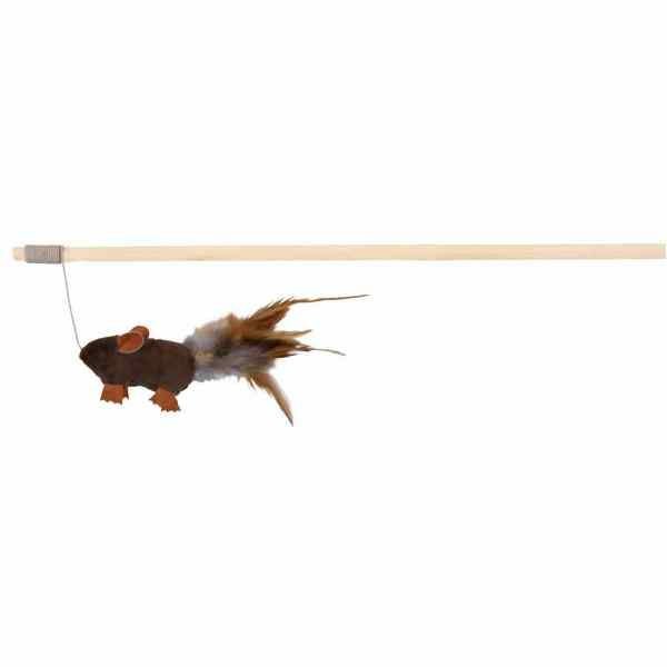 Trixie Spielen Rod Mit Maus Aus Plüsch Und Federn, 50 Cm, 4 Stück