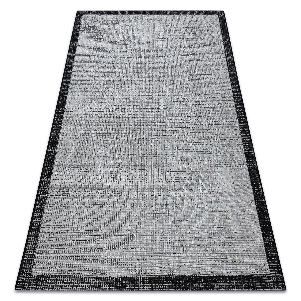 Dywan sznurkowy DYWANY ŁUSZCZÓW Sizal Floorlux 20401 Ramka, srebrno-czarny, 200x290 cm
