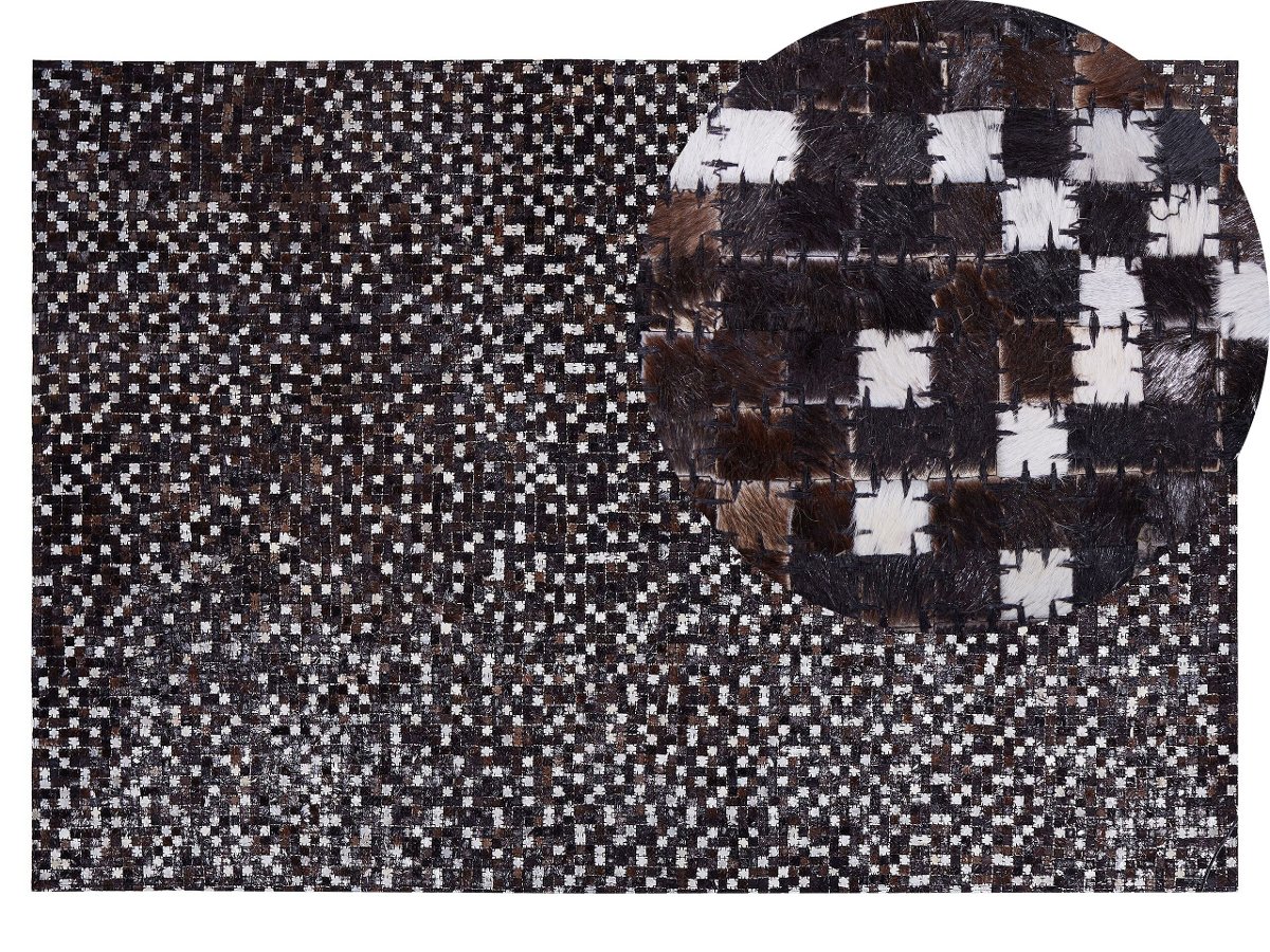 Beliani Dywan patchwork skórzany 140 x 200 cm brązowy AKKESE