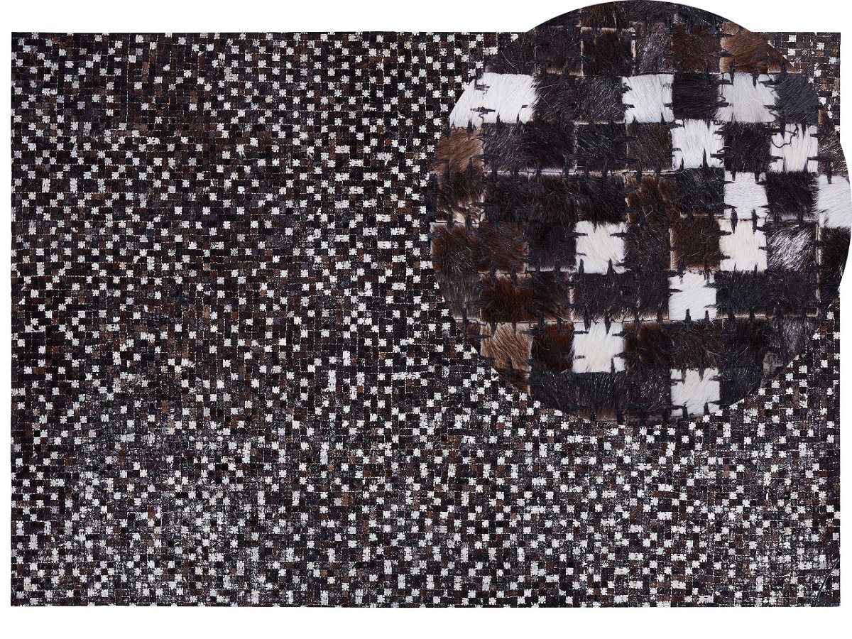 Beliani Dywan patchwork skórzany 160 x 230 cm brązowy AKKESE