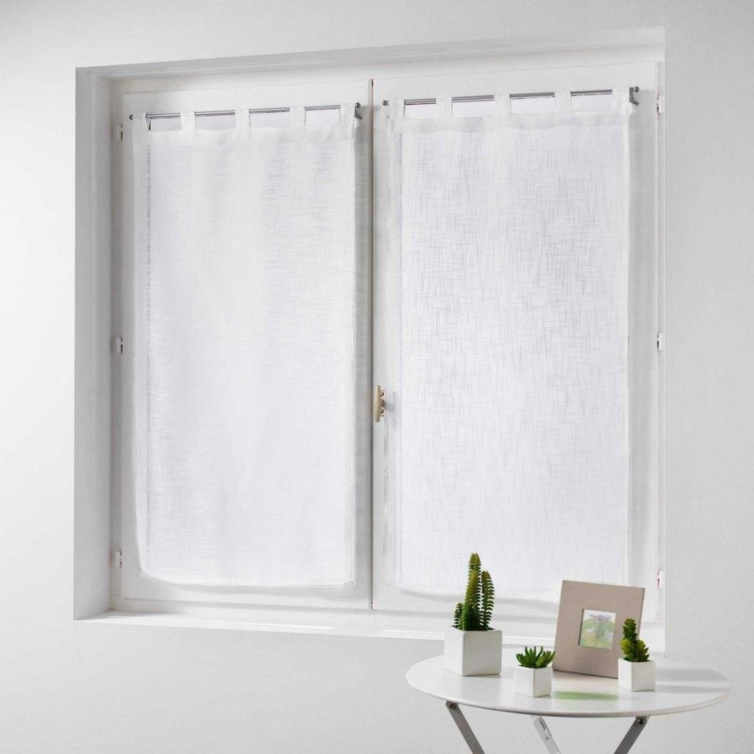 Douceur d'intérieur   Firana do kuchni krótka HALTONA 60 x 160 cm kolor biały 2 sztuki 1625250