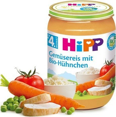 HiPP, Bio, ryż z warzywami i kurczakiem, 190 g