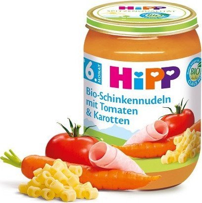 HiPP, Bio, szynka z makaronem pomidorami i marchewką, 190 g