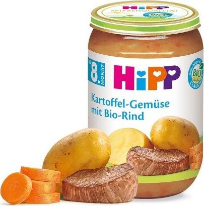 HiPP, Bio, ziemniaki z marchewką i wołowiną, 220 g