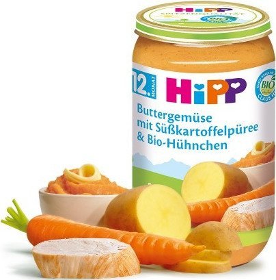 HiPP, Bio, maślane warzywa z batatami i kurczakiem, 250 g