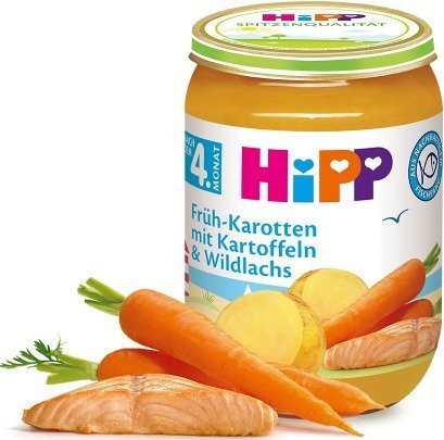 HiPP, Bio, młoda marchew z ziemniakami i dzikim łososiem, 190 g