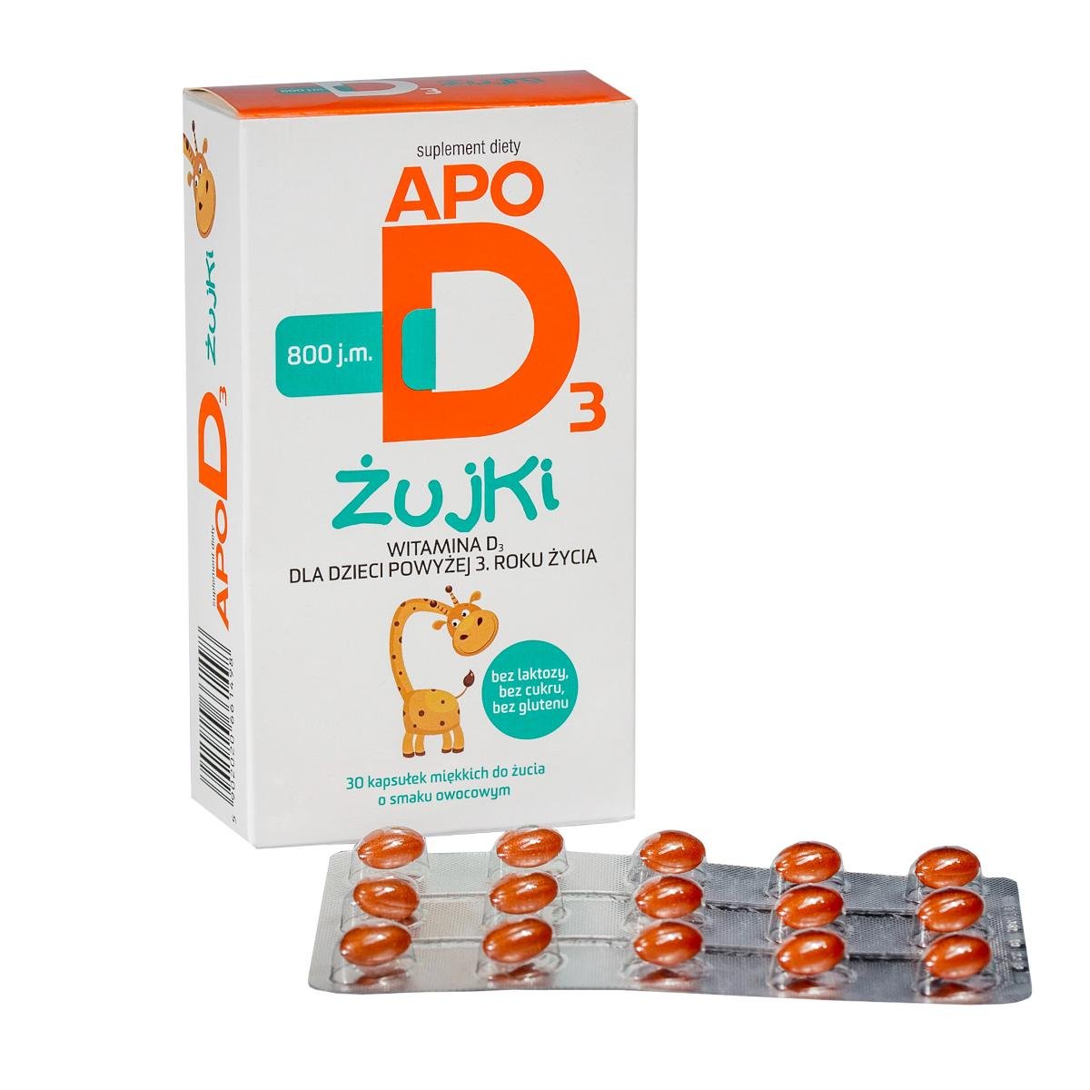 Apotex NEDERLAND B.V. Apo D3 żujki 800j.m. witamina d3 dla dzieci 3+ 30 sztuk 3147171