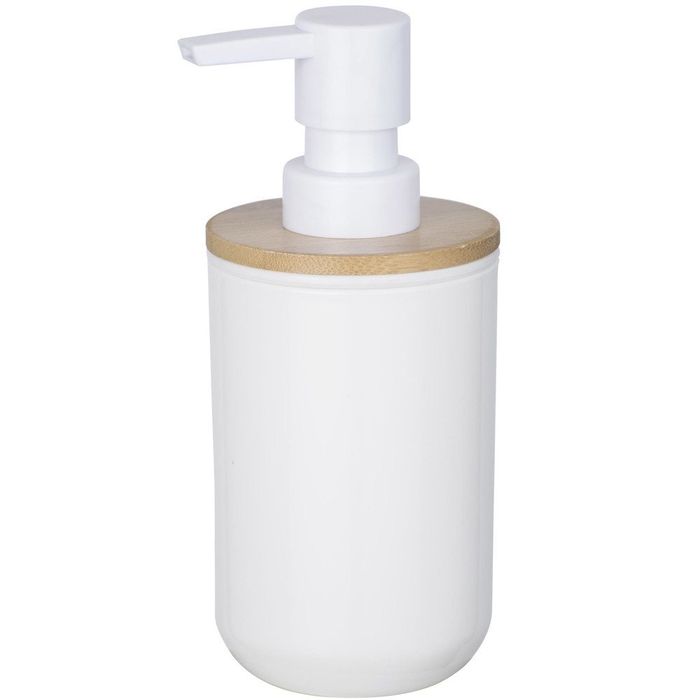 Wenko Dozownik do mydła Posa z pompką kolor biały pojemność 330 ml wykonany z plastiku połączonego z bambusem marka B07C8XBQHM