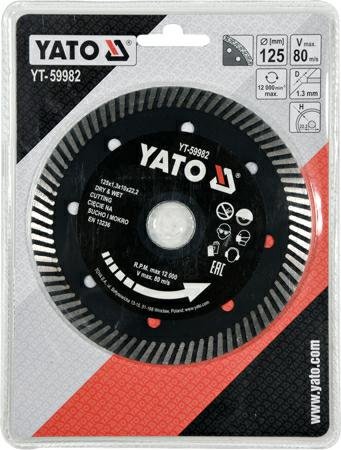 Yato TARCZA DIAMENTOWA TURBO 125MM DO SZYBKIEGO CIĘCIA GRESU BEZ ODPRYSKÓW YT-59982 ZYSKAJ RABAT 30 ZŁ YT-59982