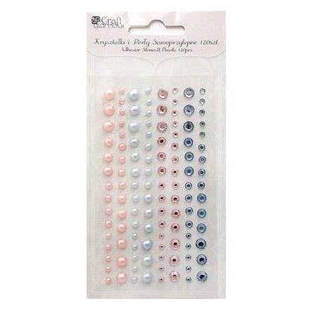 DP Craft Kryształki i perły samoprzylepne 120 sztuk Sweet Pink&Blue