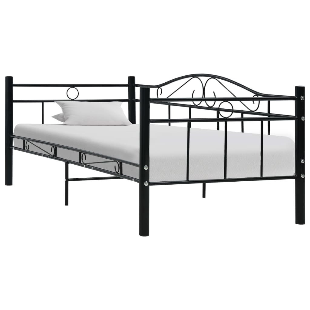 vidaXL Rama łóżka, czarna, metalowa, 90 x 200 cm