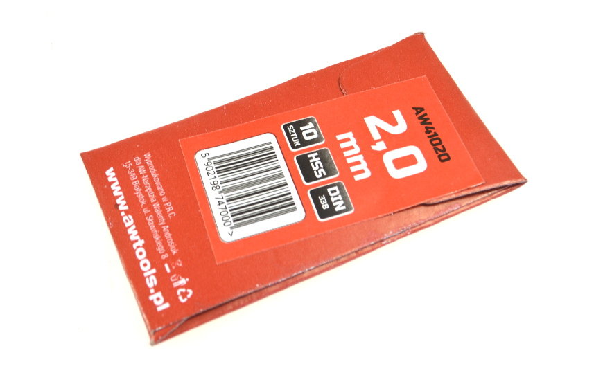 Wiertło AWTOOLS, metal, białe, 2 mm, 10 szt.