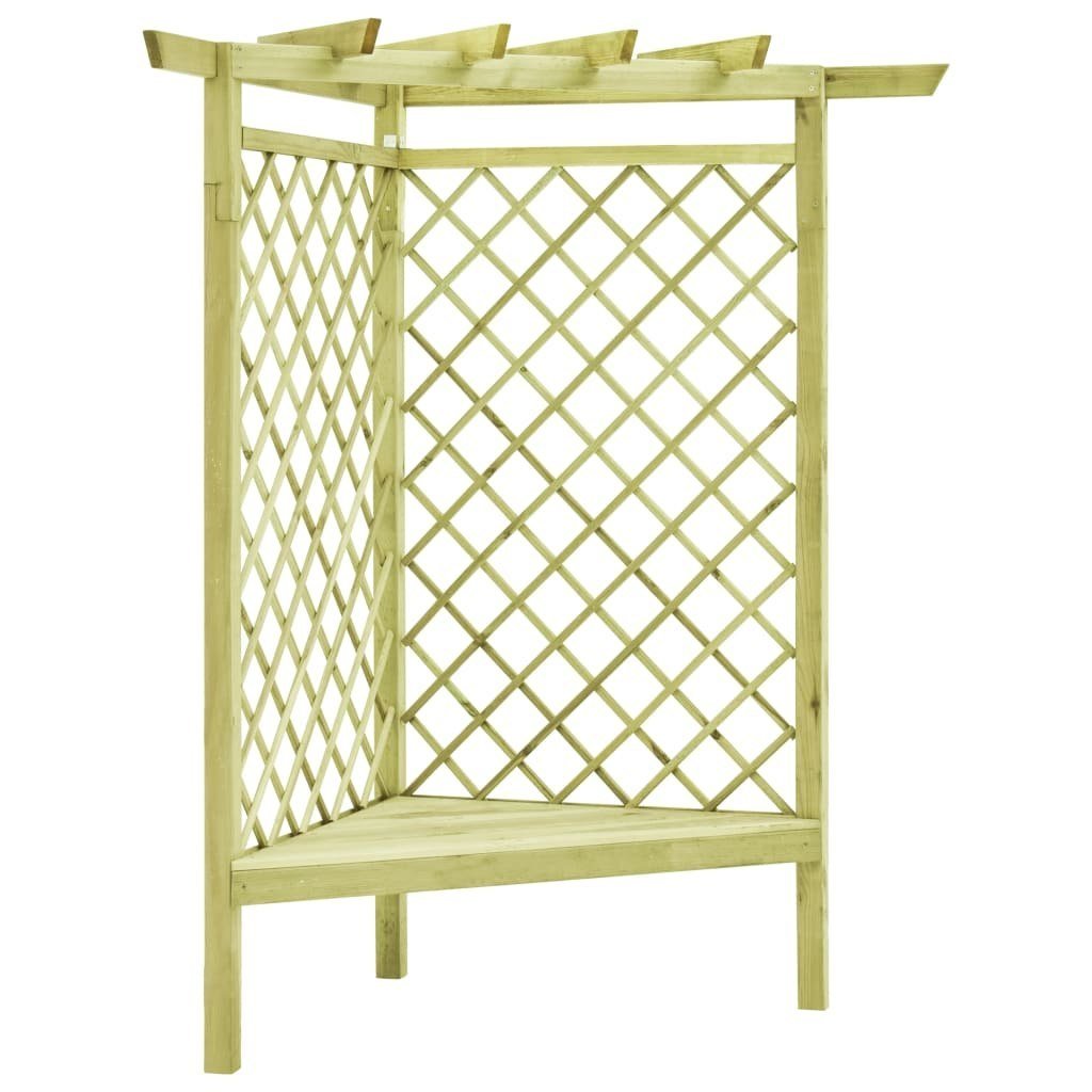 vidaXL Pergola narożna z ławką, 130x130x197 cm, drewno sosnowe FSC