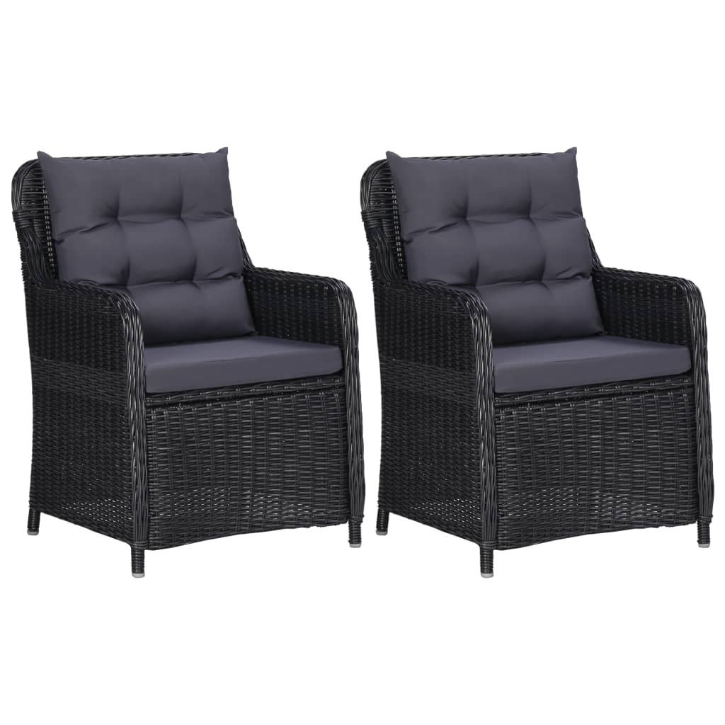 Krzesła ogrodowe z poduszkami vidaXL, 2 szt., czarne