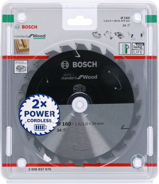 Piła standard BOSCH Wood Accu, 160x20 mm, 24 zęby