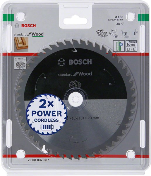 Bosch PIŁA STANDARD WOOD ACCU 165x20x48z B2608837687 2608837687