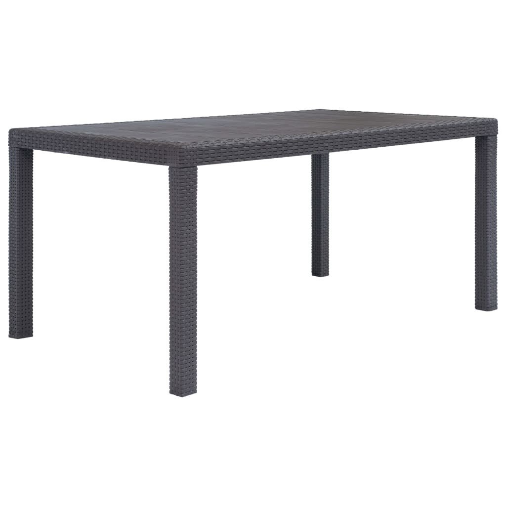 vidaXL Stół ogrodowy, 150x90x72 cm, plastikowy, brązowy