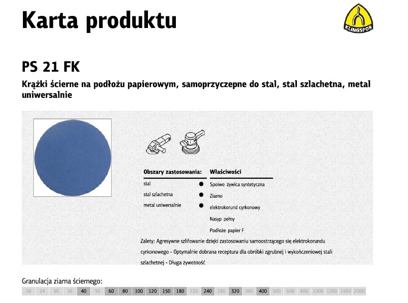 Klingspor Papier ścierny samoprzyczepny PS 21 FK 246488