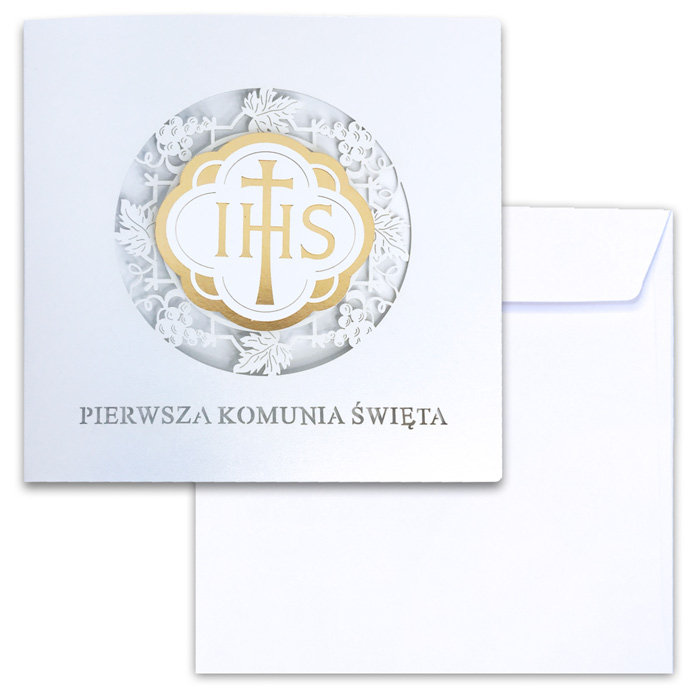 Zaproszenia na komunię, białe, 10 sztuk