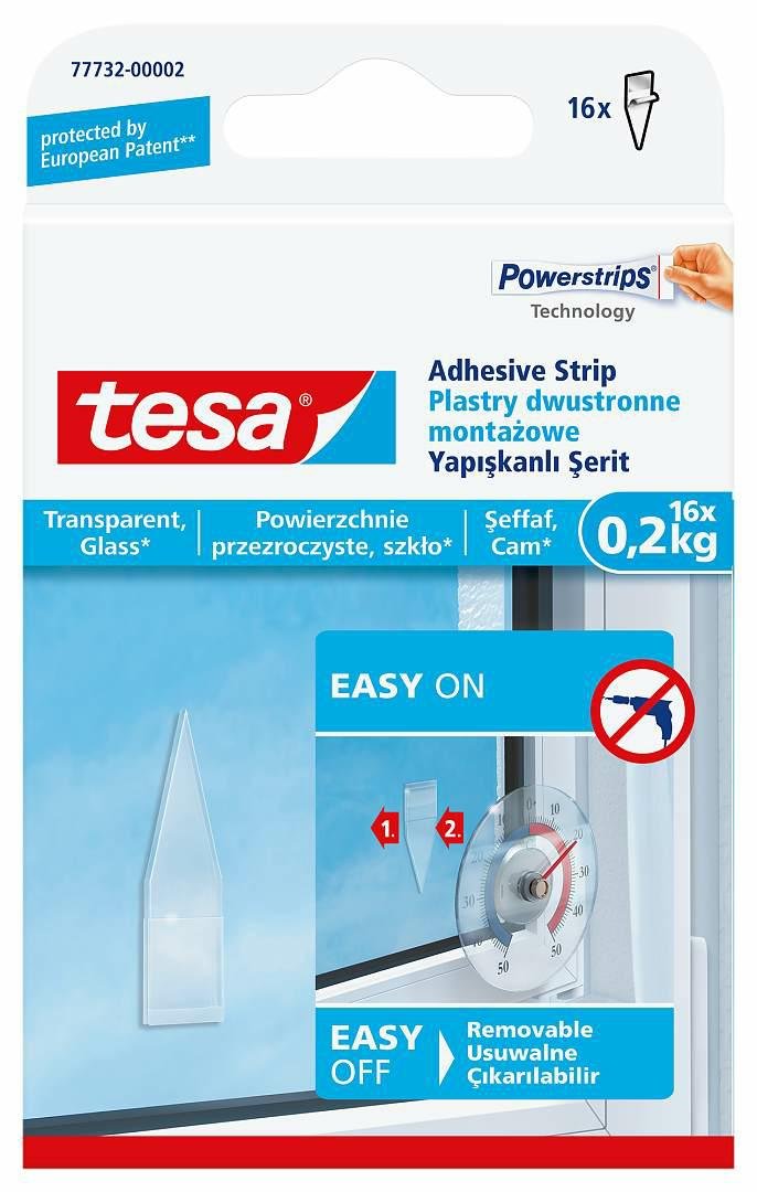 Tesa Plastry montażowe udźwig 200 g przezroczyste 16 szt. 77732-00002-00