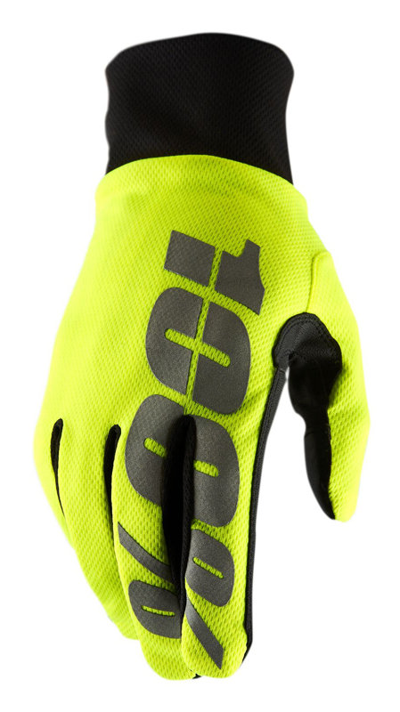 100%, Rękawiczki kolarskie, Hydromatic Waterproof Glove neon yellow, żółty, rozmiar M